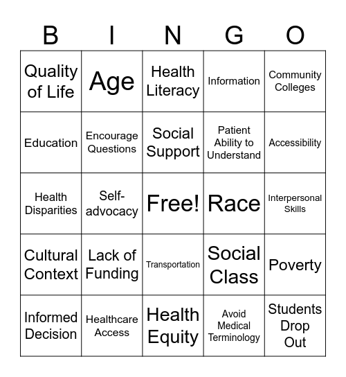 Education Access and Quality Bingo Card