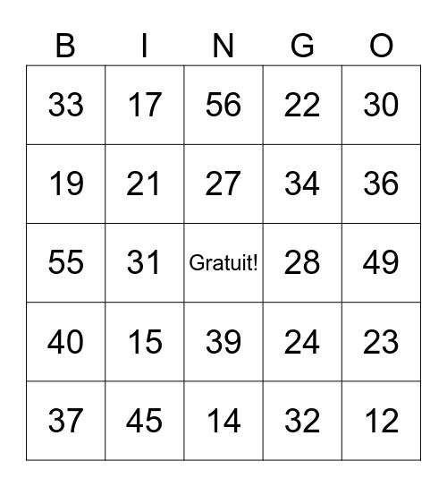 11-59 bingo Card