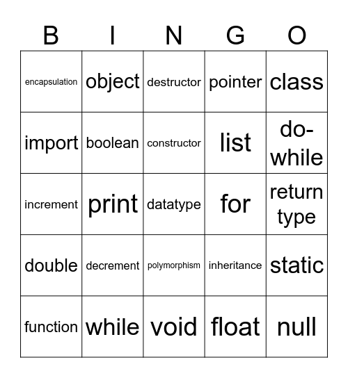 Code Bingo Card