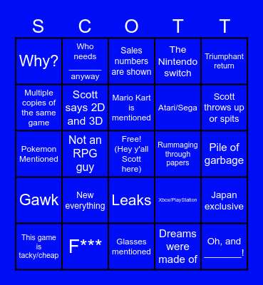 Scott the Woz bingo Card