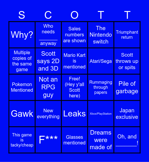 Scott the Woz bingo Card