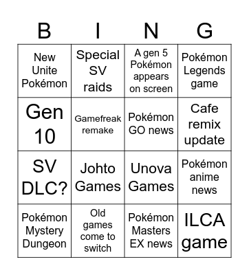 Pokémon Day Presents Bingo Card