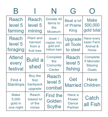 Stardew Valley Bingo Year 1 Bingo Card