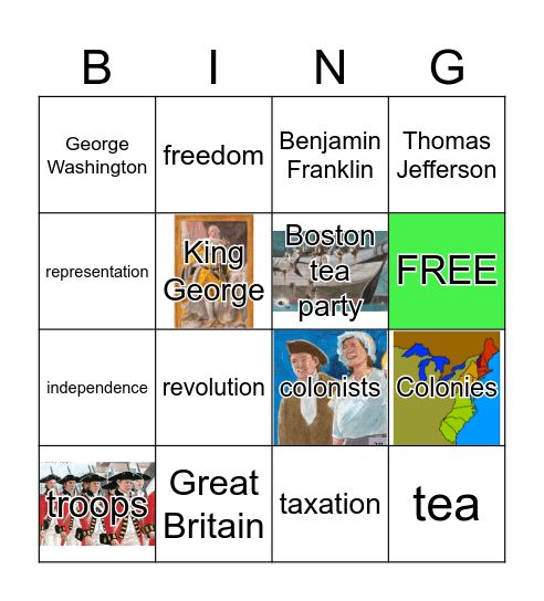 AMERICAN REVOLUTION Bingo Card