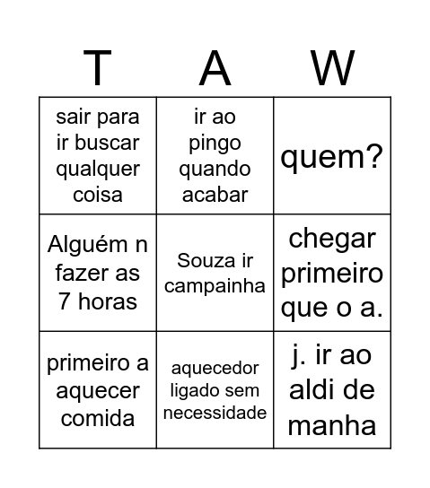 Estagingo Bingo Card