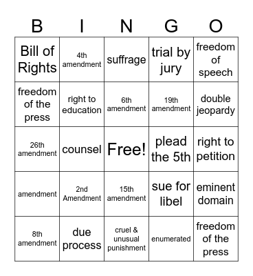 Unit 7 Review Bingo Card