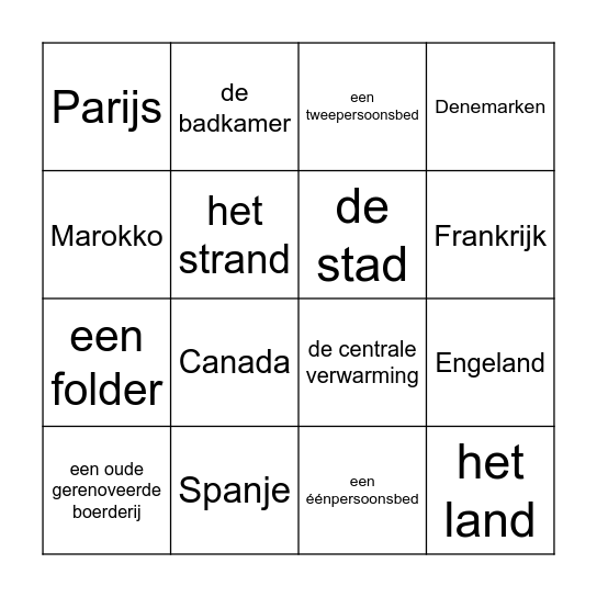 Klas 2 Chap 3 Voc 3.7+3.8+3.9 Bingo Card