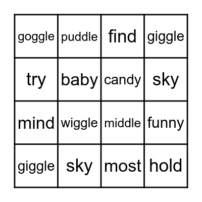 We can read! Bingo Card
