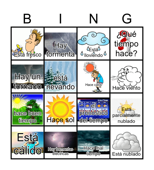 EL CLIMA Y EL TIEMPO Bingo Card