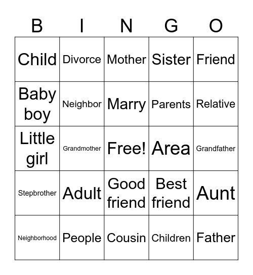 Unit 5 Sign Vocabulary Bingo Card