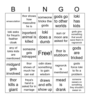 norse bingo Card