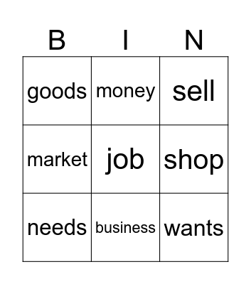 1st Grade: Unit 3 Part 1 Vocab Bingo Card