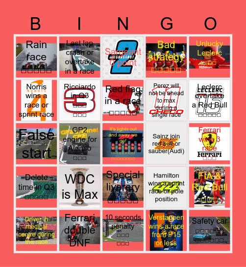 2024 F1 SEASON Bingo Card