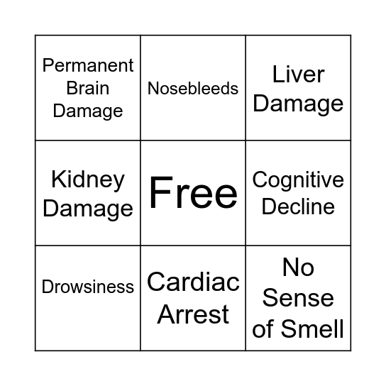 Inhalants Bingo Card