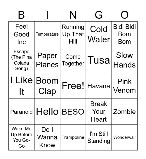 MM International Music #3 Bingo Card