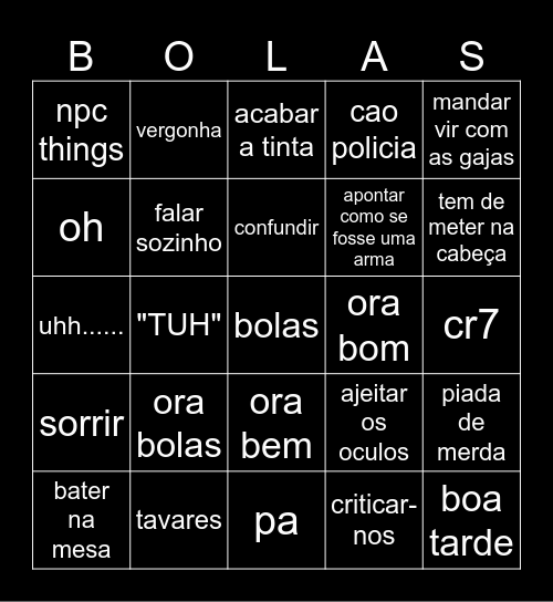 Carlos Sobrinho Bingo Card