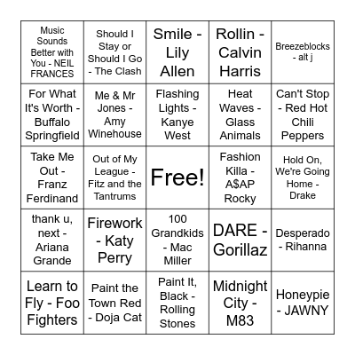 Bar Bango Game 1 Bingo Card