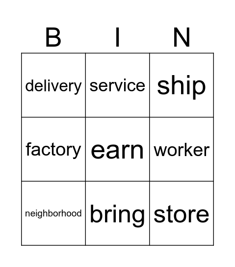 1st Grade: Unit 3 Part 2 Vocab Bingo Card