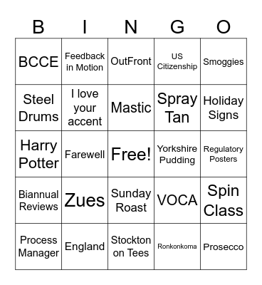 Farewell Amanda Bingo Card
