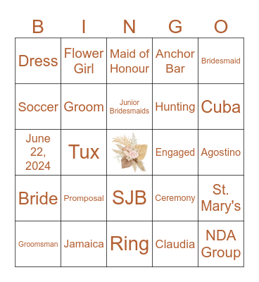 Claudia's Bridal Shower Bingo Card
