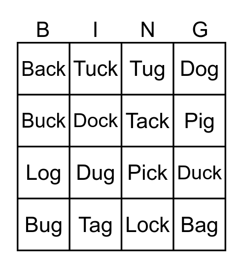 Minimal Pairs Bingo Card