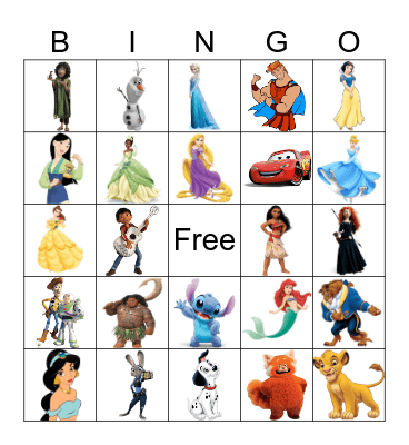 Disney Music Bingo Card