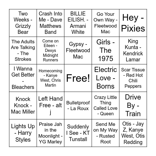 Tie-Breaker 1 Bingo Card