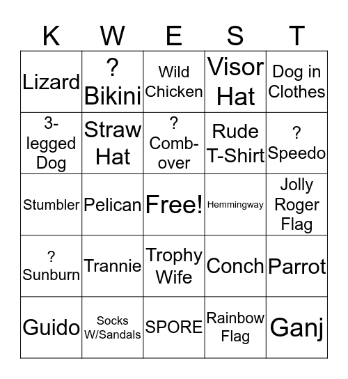 KEY WEST 2016 Bingo Card
