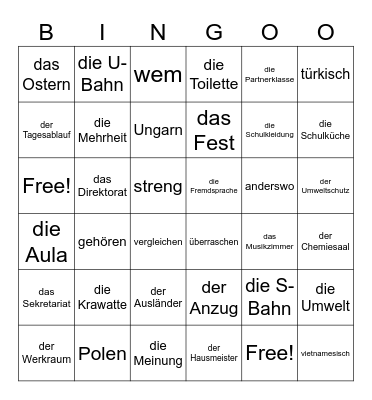 Lk. 22: Besuch in der Schule Bingo Card
