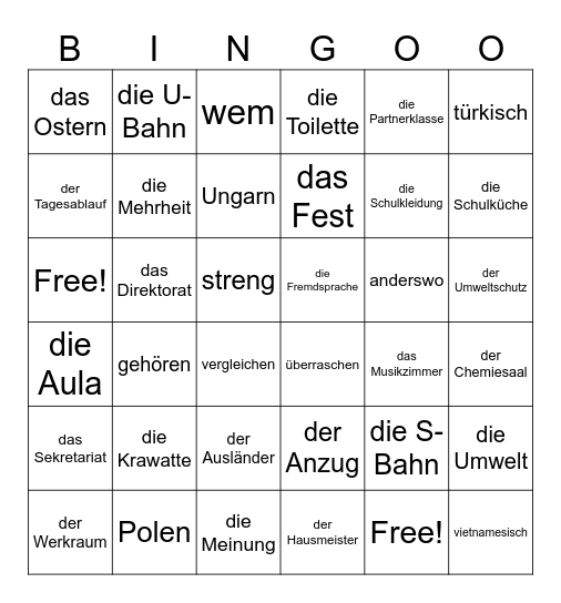 Lk. 22: Besuch in der Schule Bingo Card