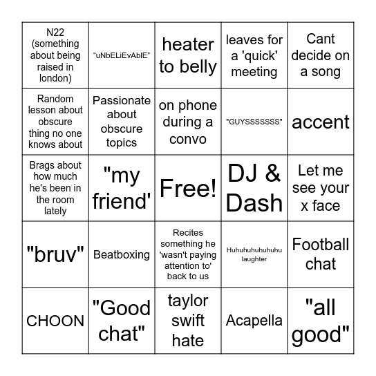 Luke Gusman Bingo 2 Bingo Card