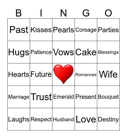Wedding Anniversary Bingo Card