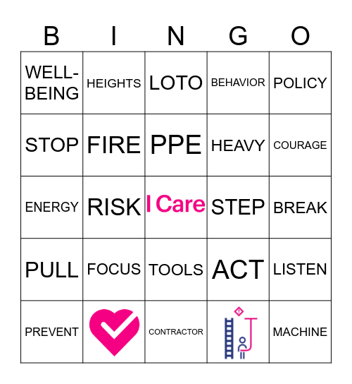 I CARE Bingo Card