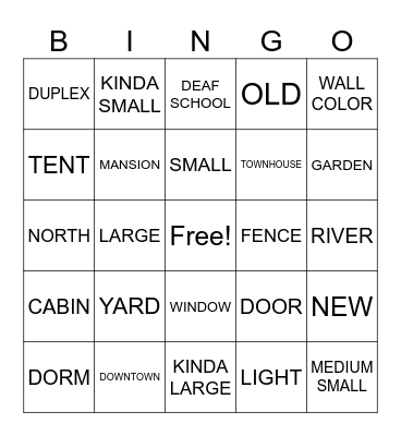 Housing Signs Bingo (SN 3.1, 3.5) Bingo Card