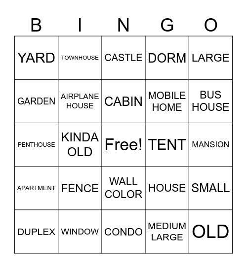 Housing Signs Bingo (SN 3) Bingo Card