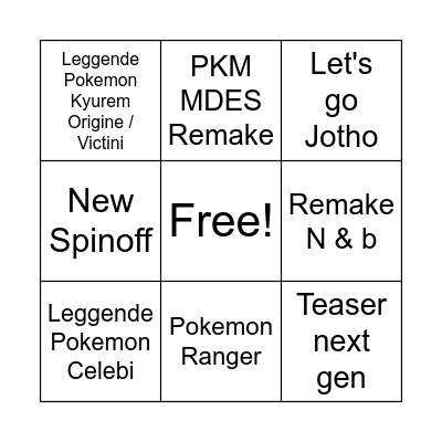 Pokemon Direct 0227 Bingo Card