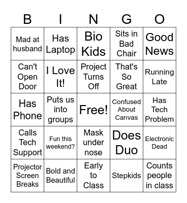 Collen's Comm 3000 Bingo Card
