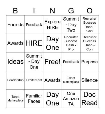 HIRE Summit - Rewind Bingo Card