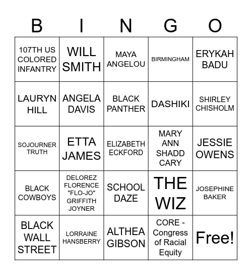 BLACK HISTORY Bingo Card