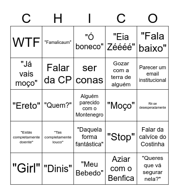 ChicoBingo Card