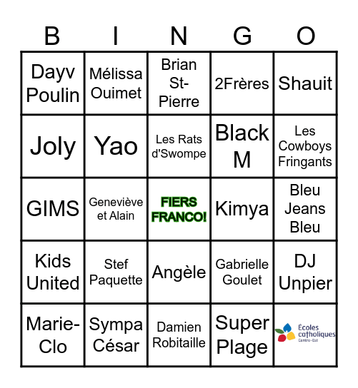 BINGO FRANCO Bingo Card
