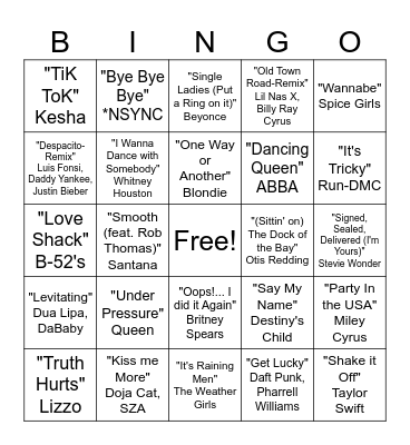 Music Bingo Card