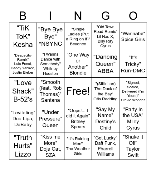 Music Bingo Card