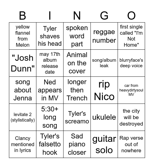 TOP new era bingo Card