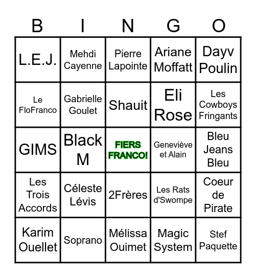 BINGO FRANCO Bingo Card