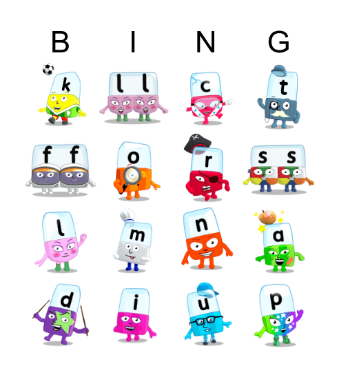 Alphablocks Phase 2 Bingo Card
