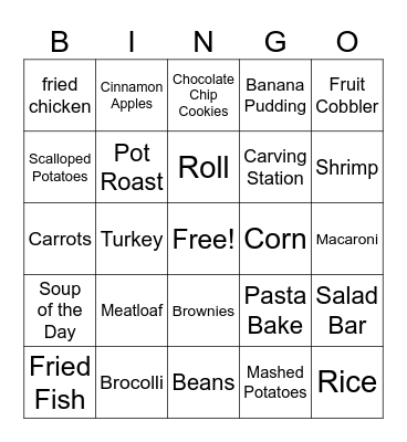 Golden Corral Bingo Card