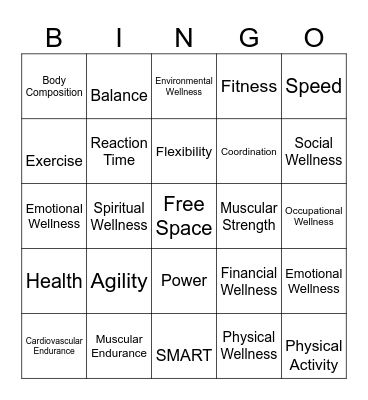My Wellness BINGO Card