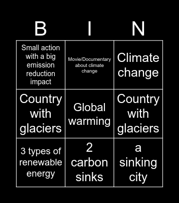 Climate Infinite Craft Bingo Card