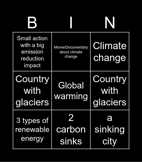 Climate Infinite Craft Bingo Card